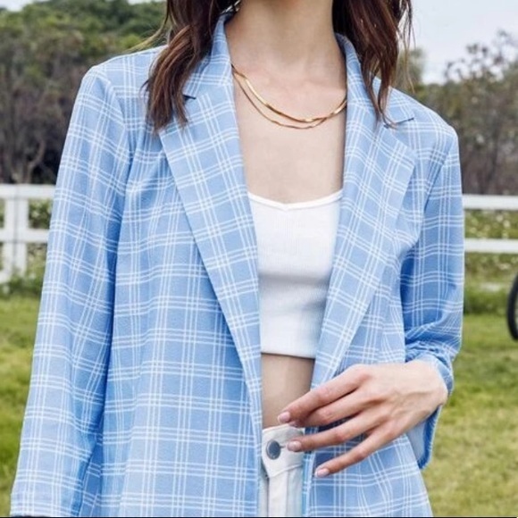 Evellet Jackets & Blazers - Evellet Single Breasted Plaid Blazer